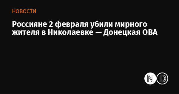 Россияне 2 февраля убили мирного жителя в Николаевке — Донецкая ОВА